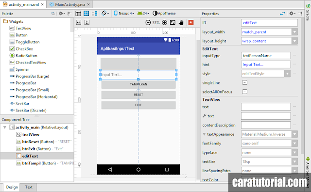 Design Aplikasi Input Text Android Studio
