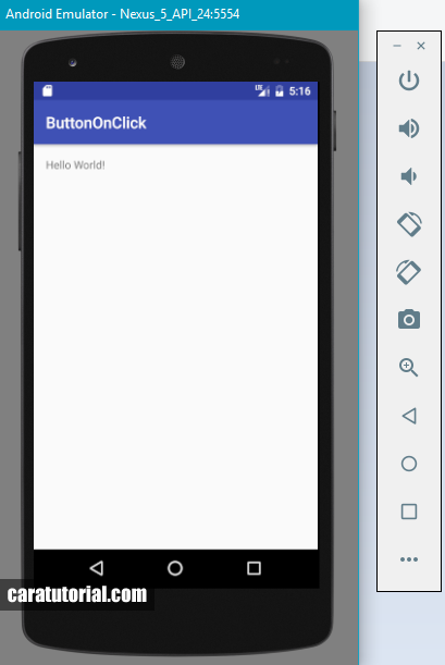 App Running on Emulator Android Virtual Device (AVD)