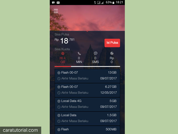 Cek Kuota Internet melalui aplikasi MyTelkomsel