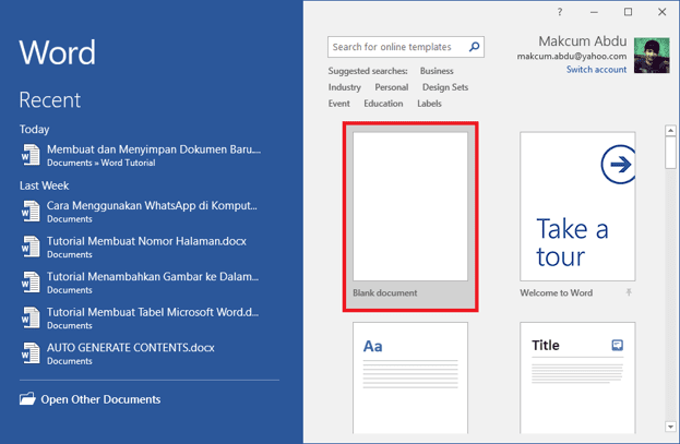Blank Document Word 2016