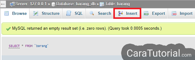 Insert data ke dalam tabel mysql phpmyadmin xampp Insert data ke dalam tabel mysql phpmyadmin xampp