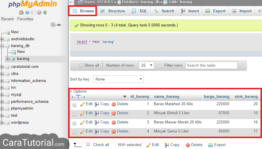 Insert data ke dalam tabel mysql phpmyadmin xampp Insert data ke dalam tabel mysql phpmyadmin xampp