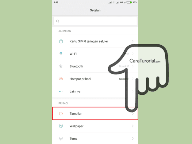 Gambar tampilan menu Setelan atau Settings di Android Xiaomi