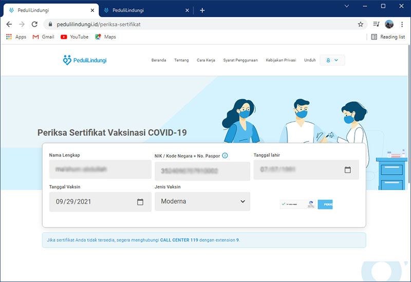 Periksa Sertifikat vaksinasi COVID-19